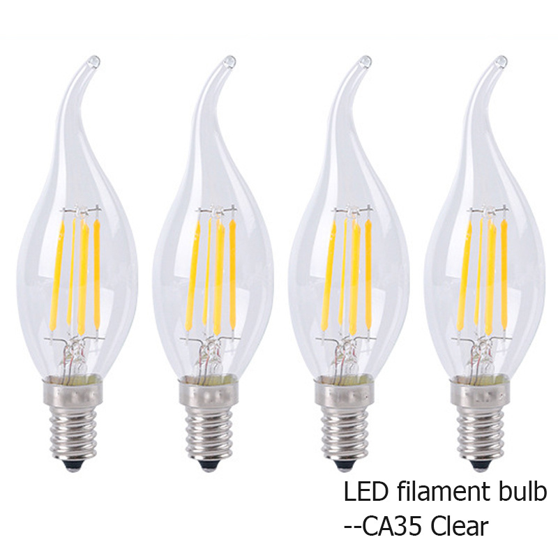 C35 CA35 Glass Electric Vintage Edison Bombillas Led Soft Candle Chandeliers Led Filament Bulb