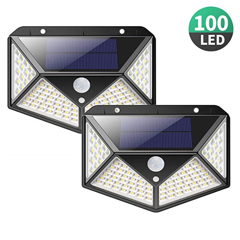 New Outdoor Waterproof 100 LED Solar Panel Power Motion Sensor Wall Lamp Solar Garden Lights