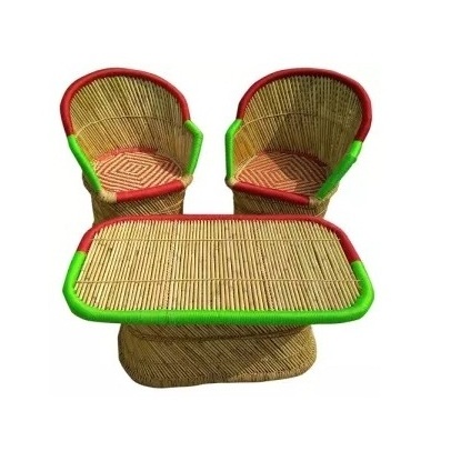 Bulk Supply Indoor Outdoor Rattan Furniture Set Bohemian Style Bamboo Dinning With Chairs For Evening Parties Meeting Use