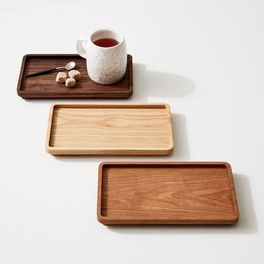 High Standard Serving Trays Set Small Medium large 3 Sizes Good Quality Natural Finished Wooden Tray Trays With Customized Logo