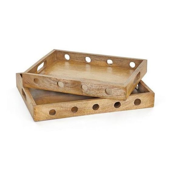 High Standard Serving Trays Set Small Medium large 3 Sizes Good Quality Natural Finished Wooden Tray Trays With Customized Logo