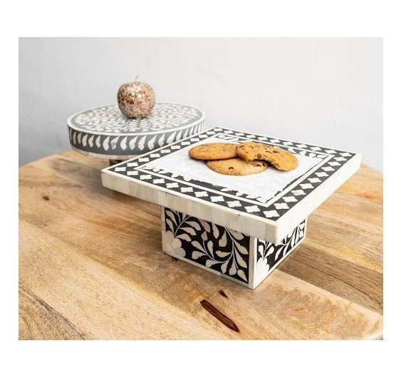 Premium Grade Bone Inlay Cake Stand Anti Slip Base Round or Square Full Geometric Style latest Cupcakes Stand Dessert Table Mini