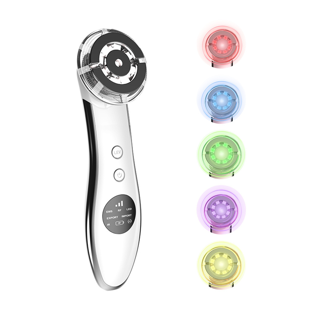 6 in 1 Home Use Portable RF Face Beauty Device LED Photon Therapy Mini RF Face Lift Skin Tightening Wrinkle Removal Device