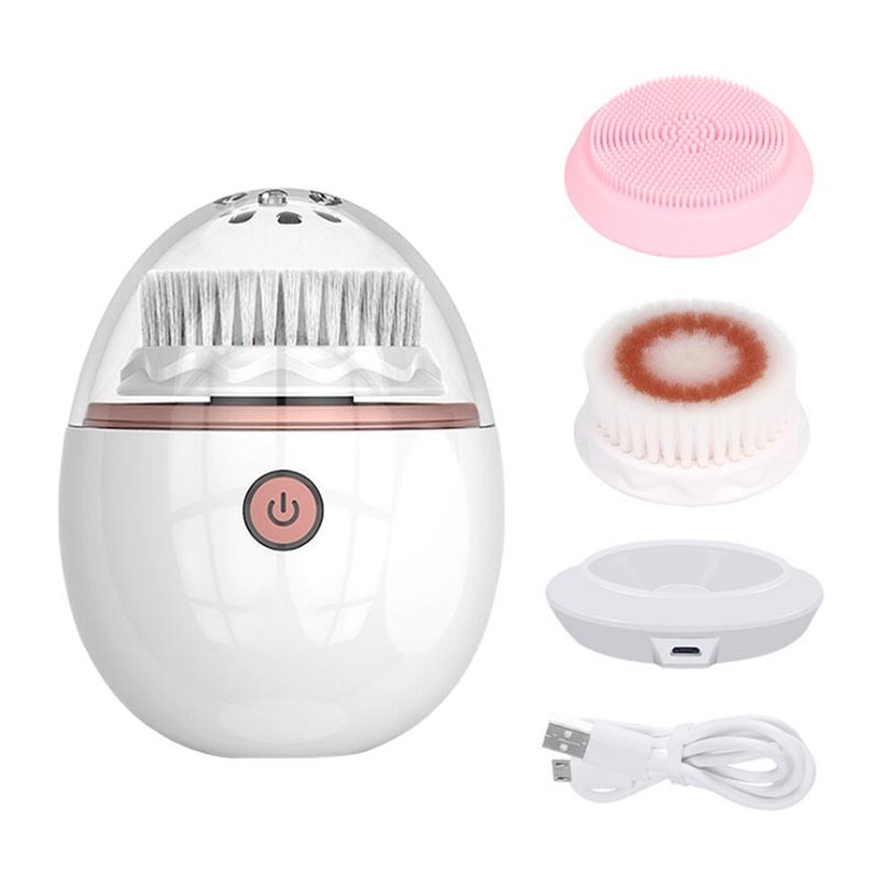 Home Use 2 in 1 Egg Oscillation Facial Cleansing Brush Electric Silicone Face Scrubber Brushes