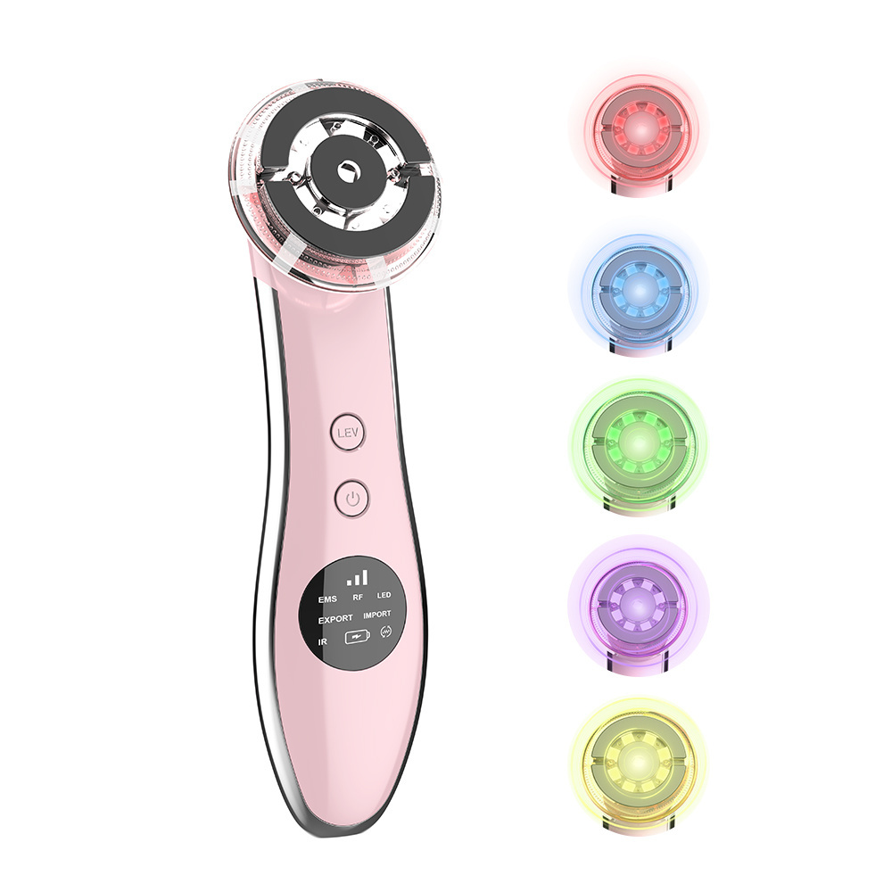 6 in 1 Home Use Portable RF Face Beauty Device LED Photon Therapy Mini RF Face Lift Skin Tightening Wrinkle Removal Device