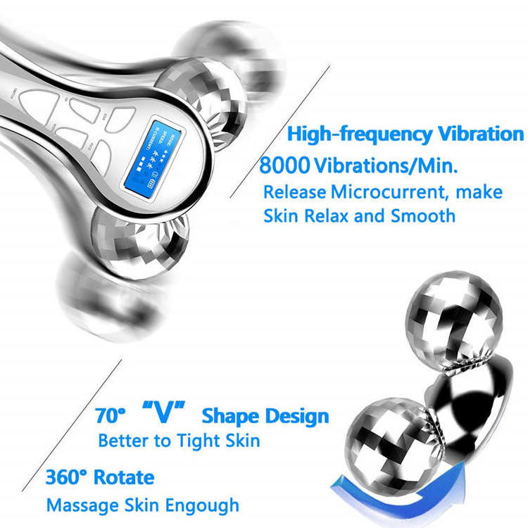 4D EMS microcurrent roller V face massager Body shaping and firming rolling massage handheld device