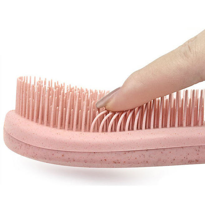 Custom logo ABS Silicon Hair Brush With Wide Tooth Detangling Comb Scalp Massager Shampoo Brush For Wet Dry Curly hair