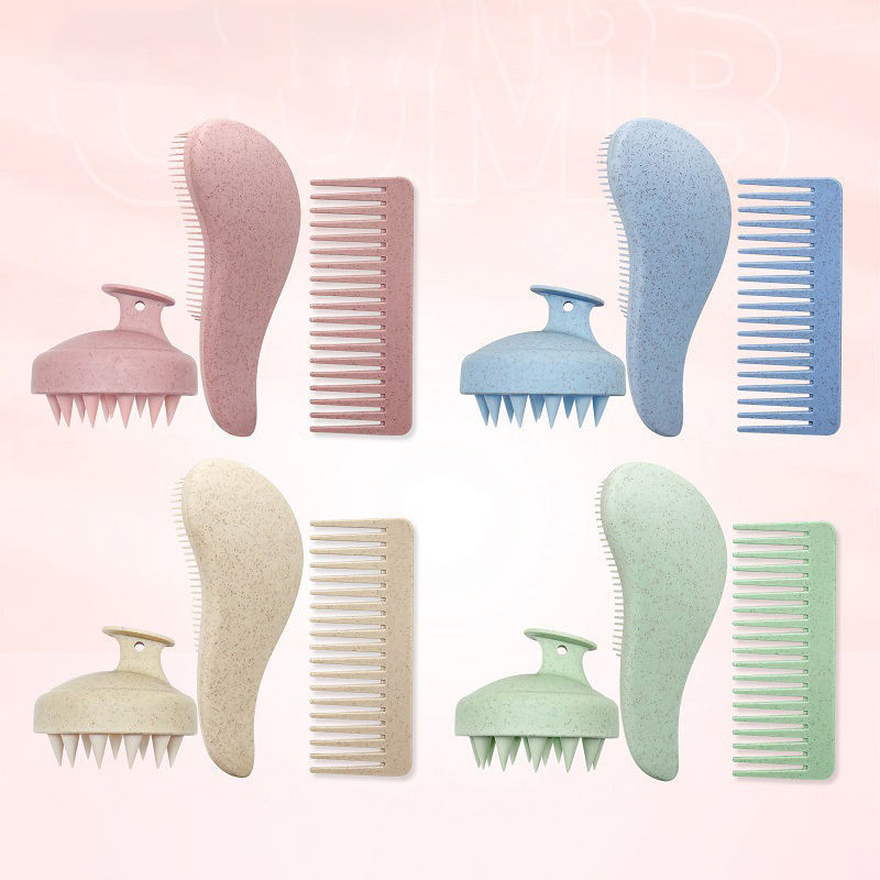 Custom logo ABS Silicon Hair Brush With Wide Tooth Detangling Comb Scalp Massager Shampoo Brush For Wet Dry Curly hair