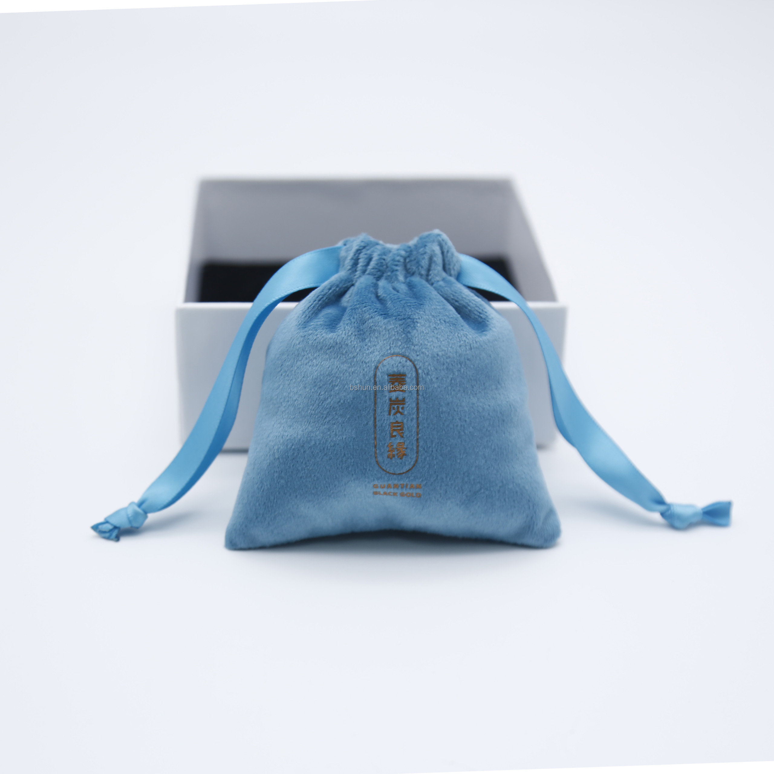 Luxury Custom Jewelry Pouches with Logo Super soft velvet Small Gift Drawstring bag