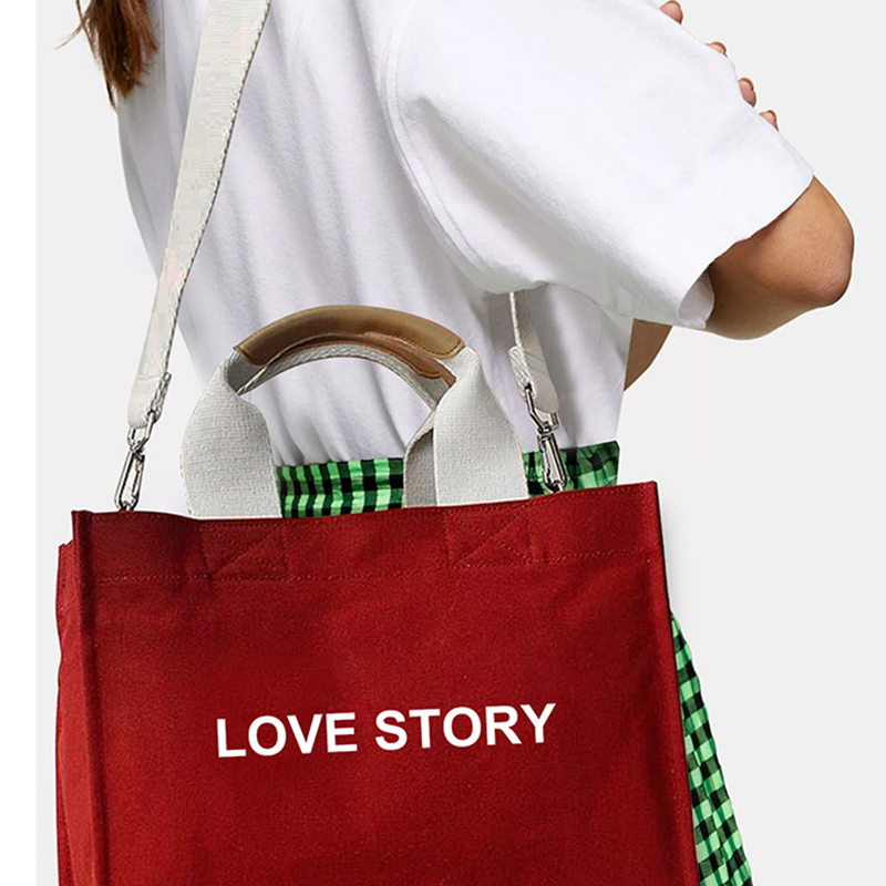 Custom Logo Reusable Shopping Canvas Shoulder Cotton Canvas Tote Bag With Pocket And Zipper