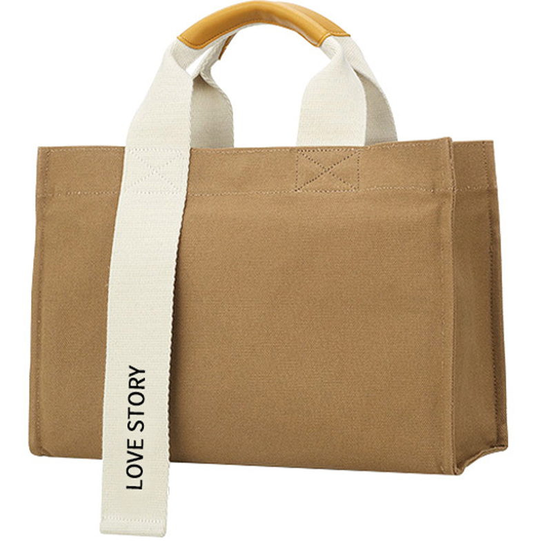 Custom Logo Reusable Shopping Canvas Shoulder Cotton Canvas Tote Bag With Pocket And Zipper