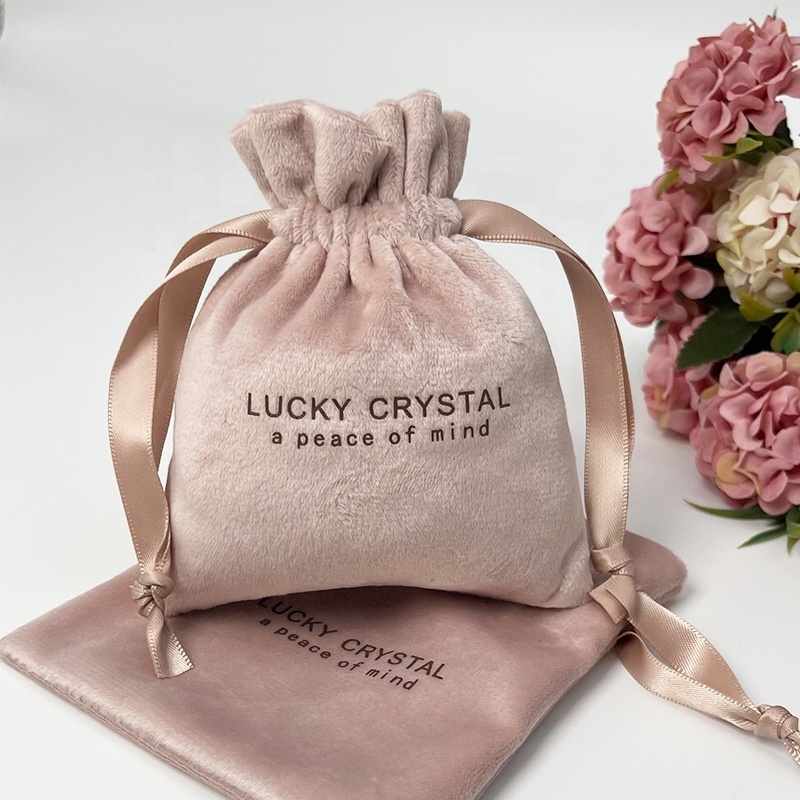 Custom logo printing Low MOQ free sample custom branded drawstring pouch small custom jewelry gift velvet bag pouch