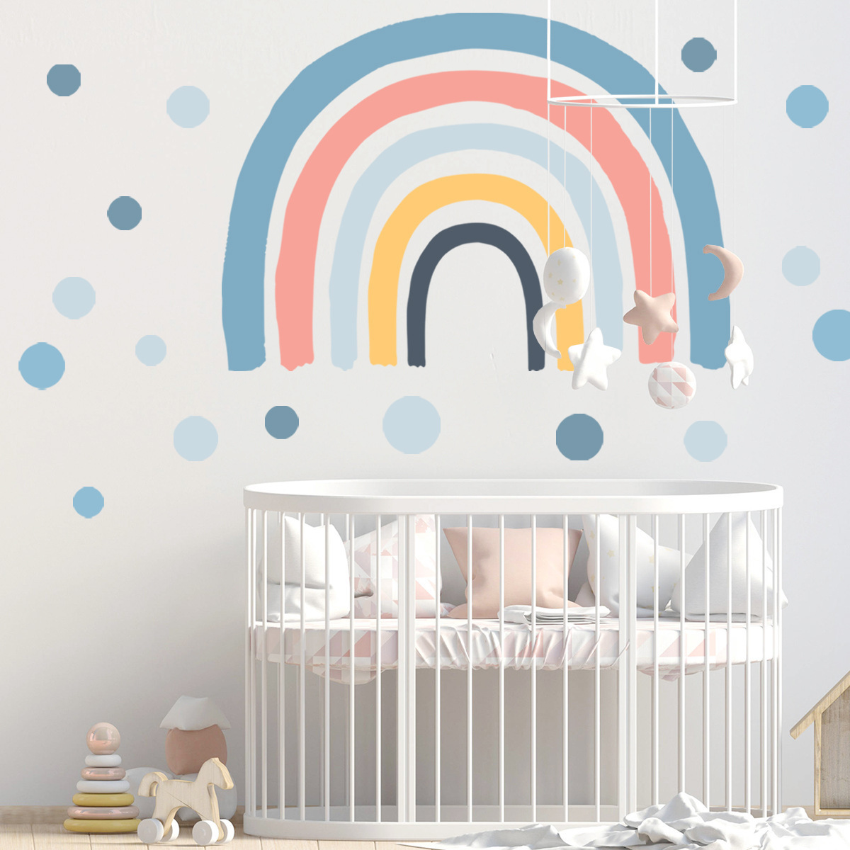 Hot sale DIY Decorative Rainbow dots wall sticker children room decoration sticker removable wall decal