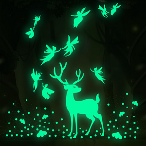 Star deer fairy luminous stickers children's room creative luminous dot wall stickers for  living room bedroom wall decal