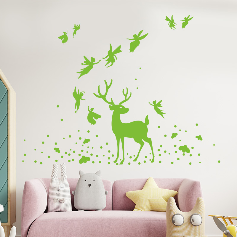 Star deer fairy luminous stickers children's room creative luminous dot wall stickers for  living room bedroom wall decal