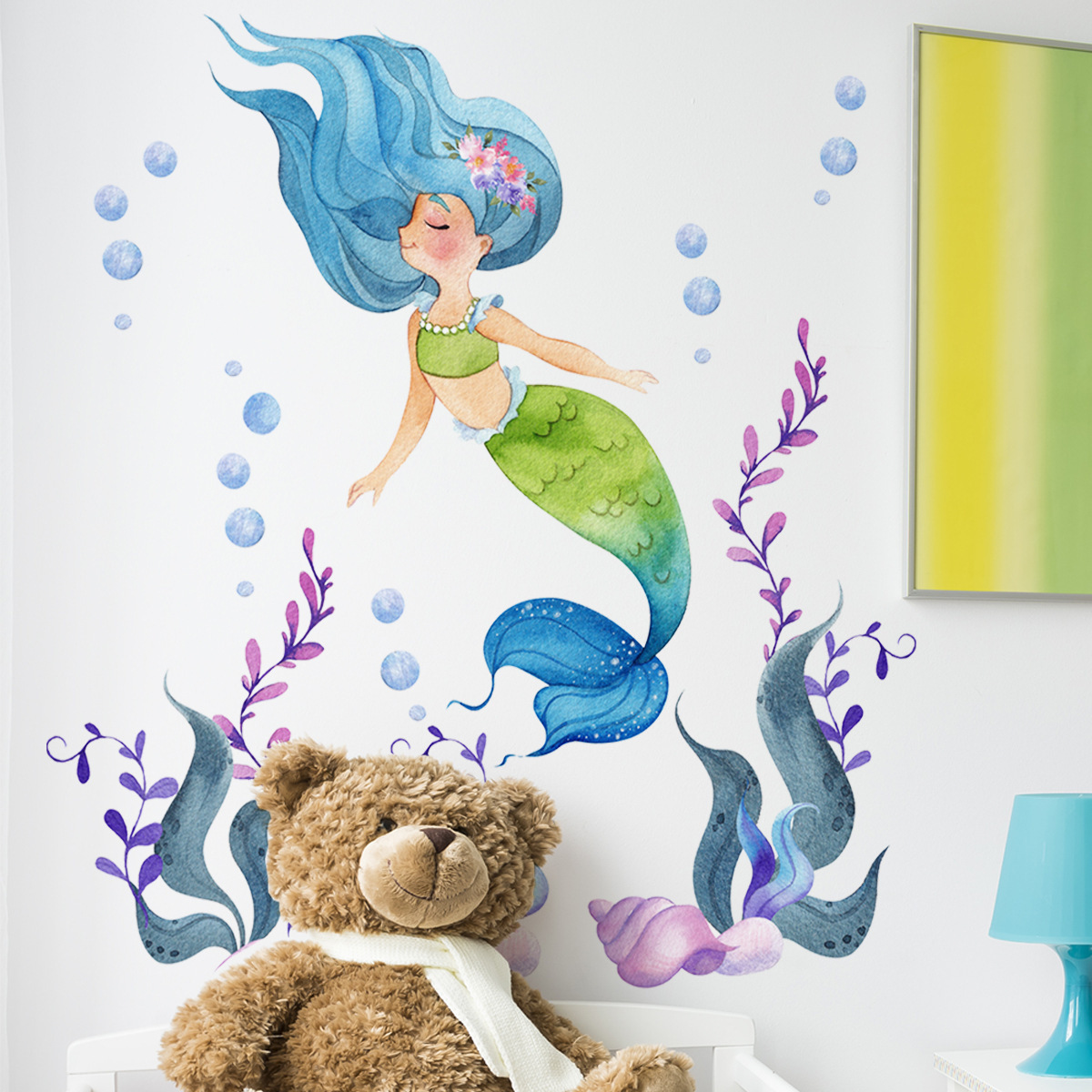 Mermaid ocean  Removable wall decals cartoon wall stickers for kids room  home decor