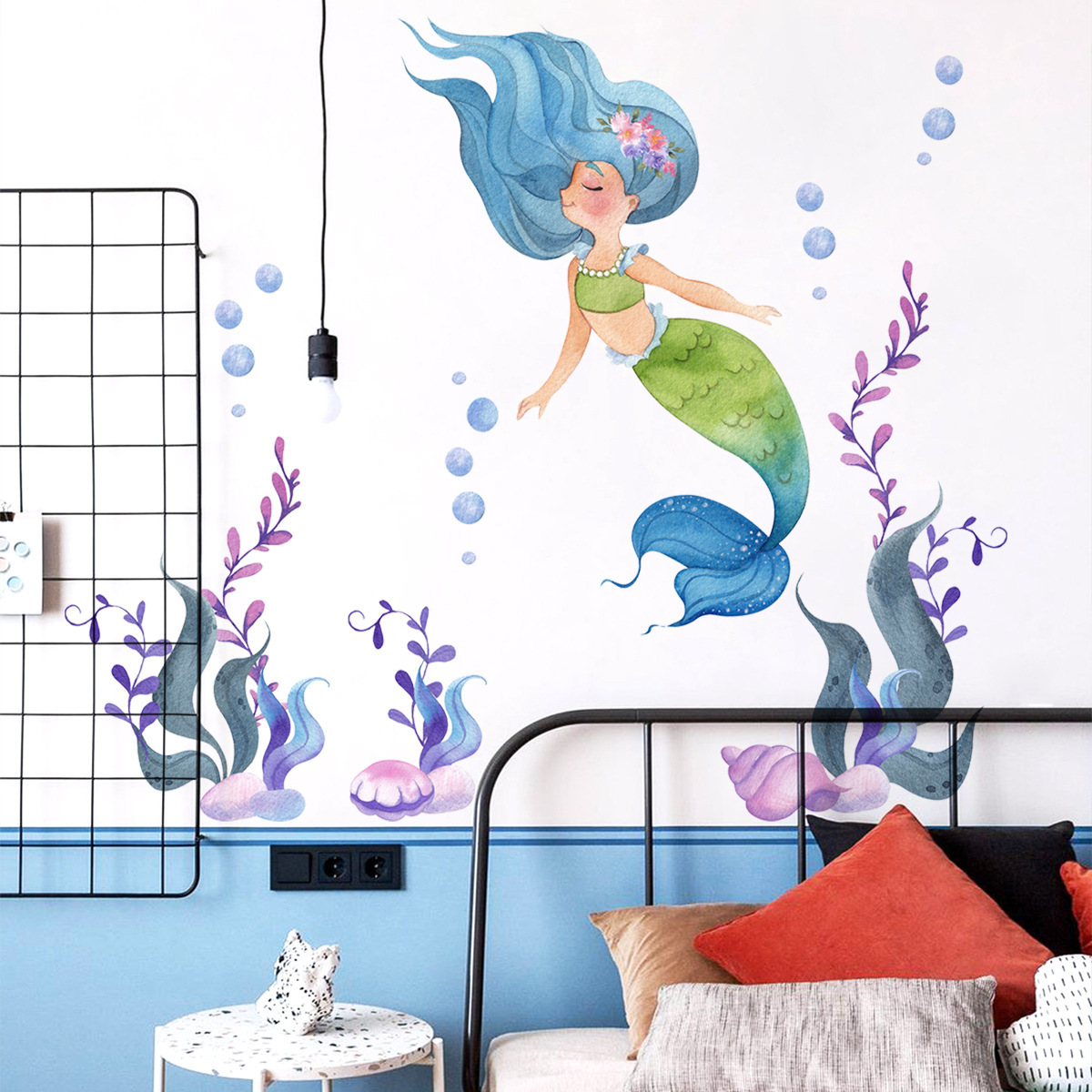 Mermaid ocean  Removable wall decals cartoon wall stickers for kids room  home decor