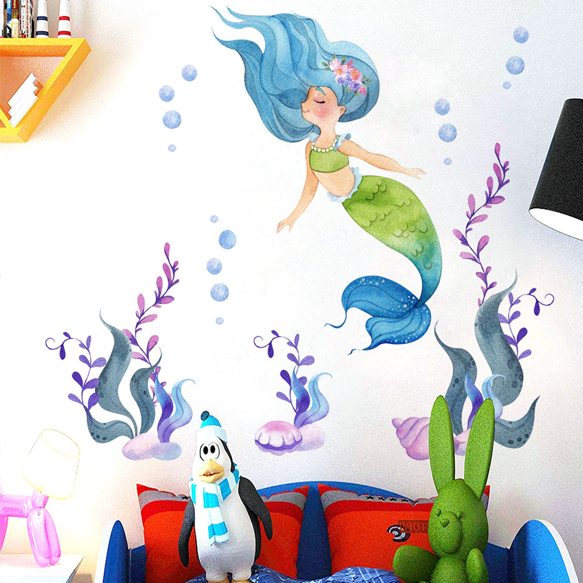 Mermaid ocean  Removable wall decals cartoon wall stickers for kids room  home decor