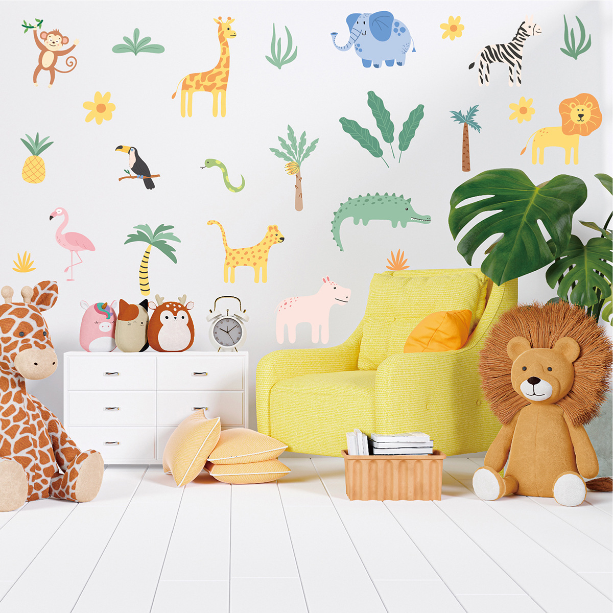 New jungle dinosaur cartoon animal  wall decal sticker baby wall stickers bedroom kindergarten nursery decoration