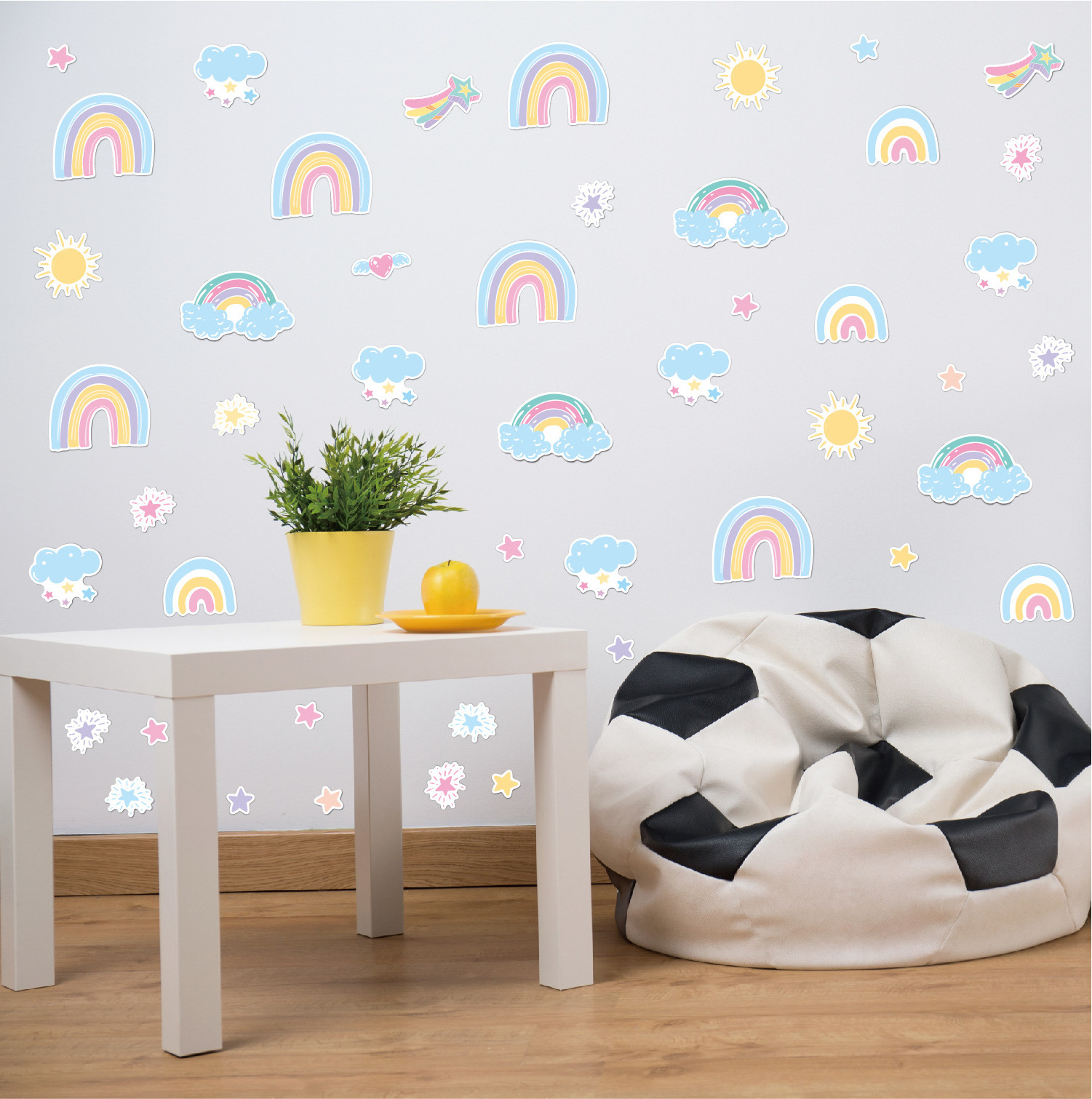 Bohemian cartoon blue Rainbow Wall Sticker Boho Children's Room Nursery Bedroom Decoration Self Sticker