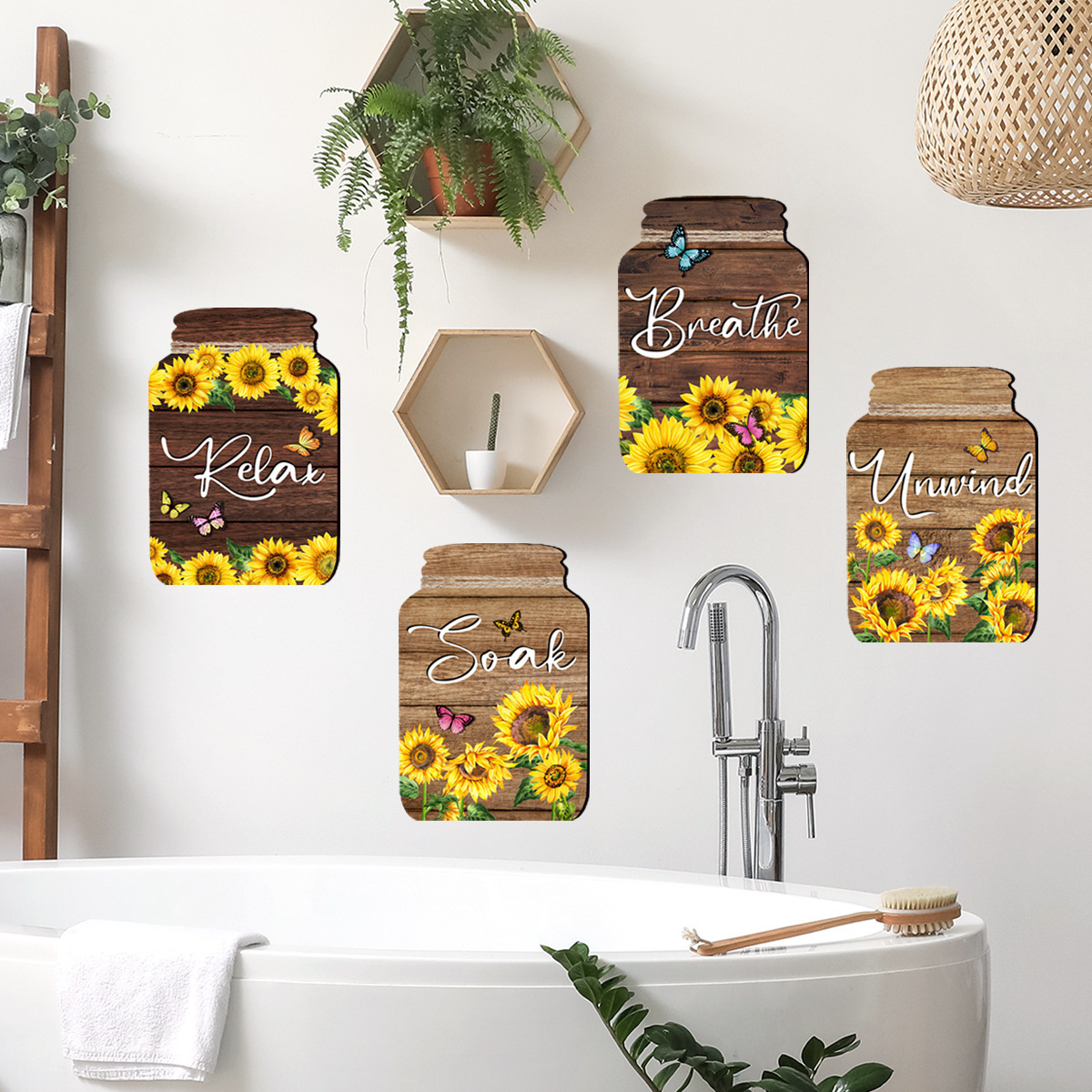 Sunflower English decorative painting wall sticker background wall living room home decoration kitchen wall sticker