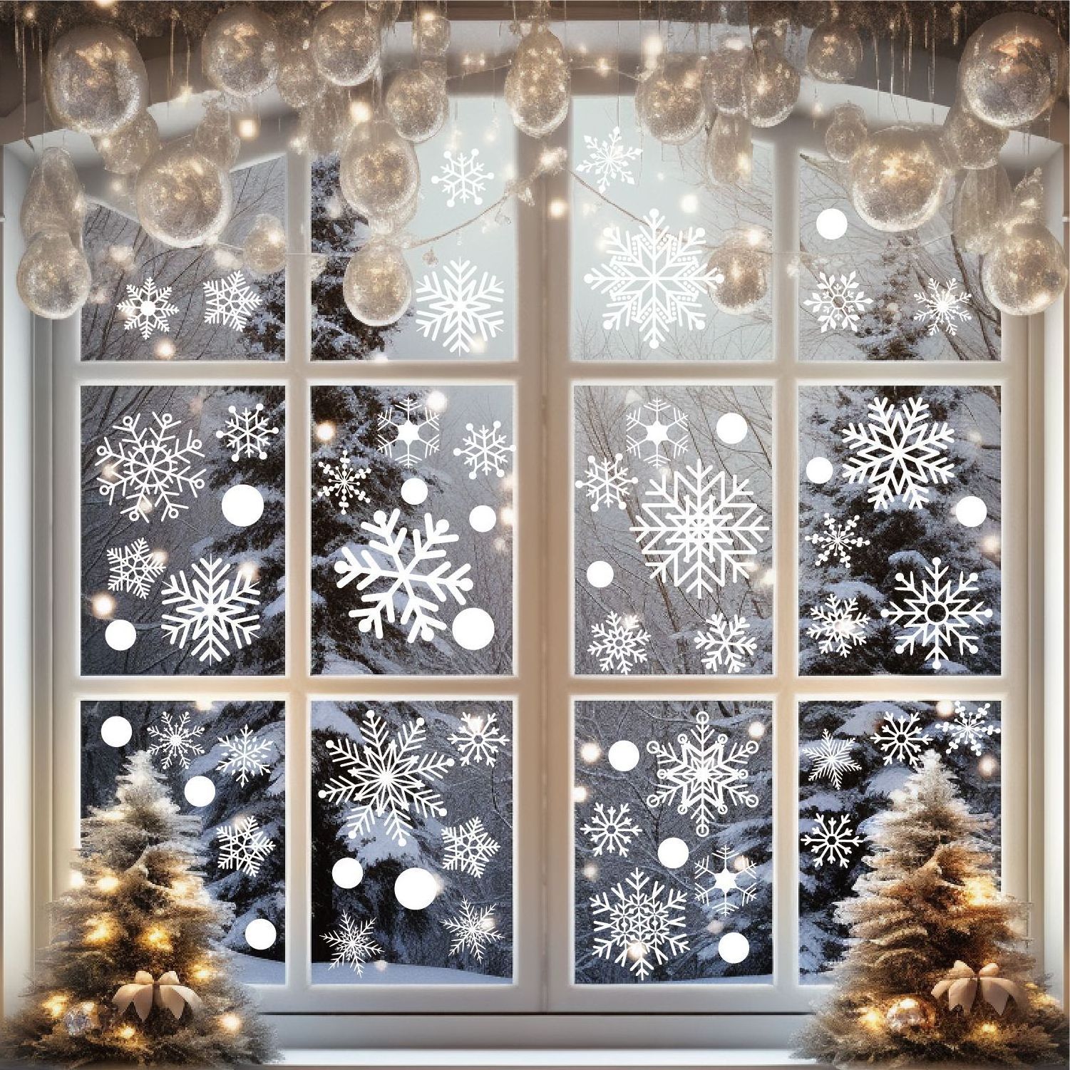 Snowflake Window Sticker Christmas Decoration Winter Door Display Background Decoration White Snowflake Static Glass Sticker