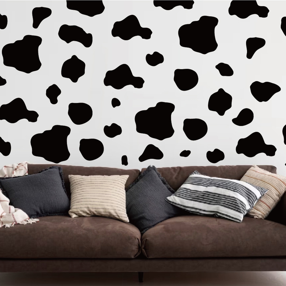 Wholesale Cow pattern wall sticker black geometric abstract children's bedroom home decoration