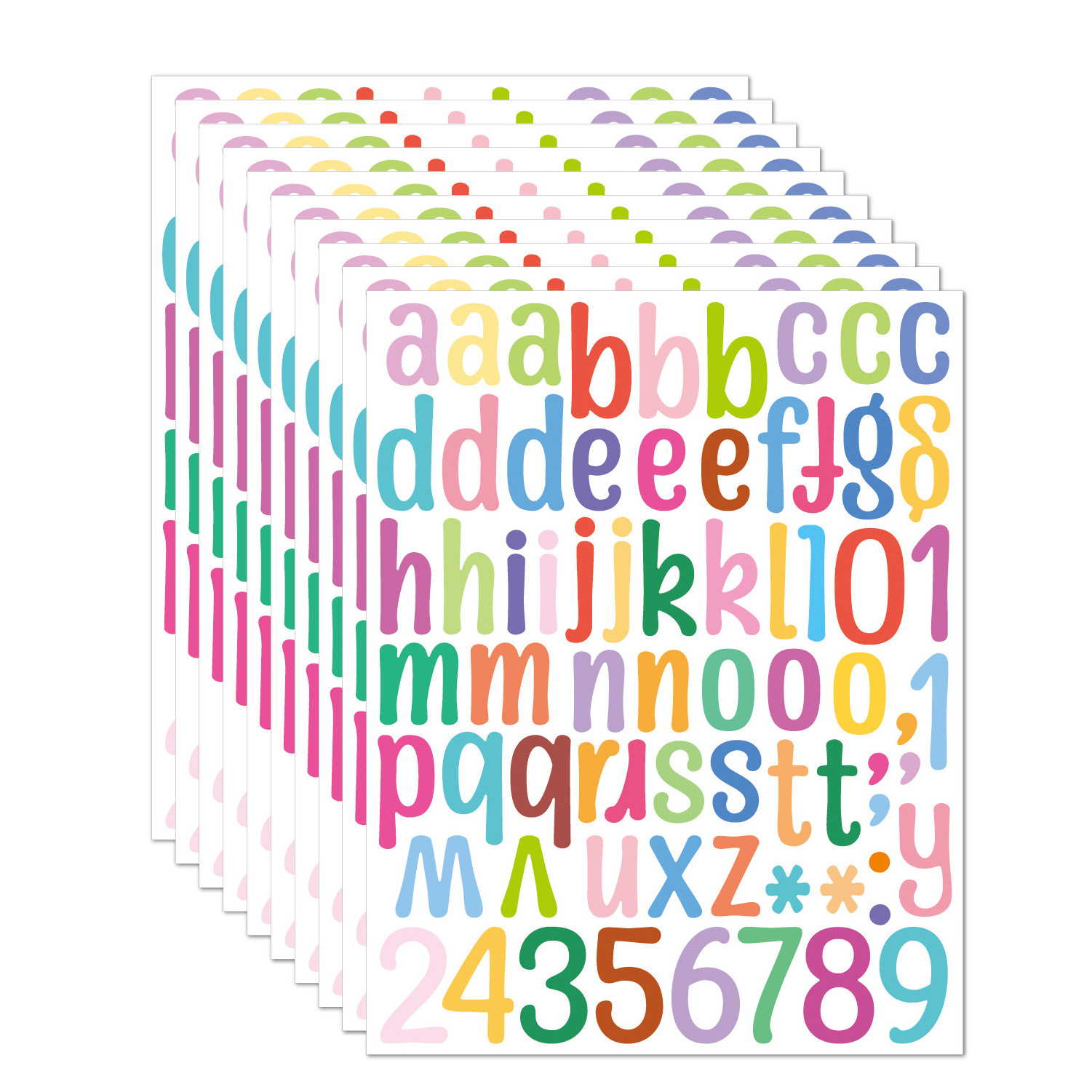 10 Sheets 2 inch Self Adhesive DIY Vinyl colorful Letter Number Stickers Kit Alphabet Decals for Sign Kitchen Door wall