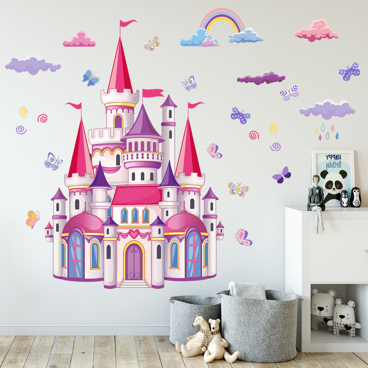 wholesale Cartoon Castle Creative Fantasy Fairy Tale Wall Decal Kindergarten baby Room Background Wall Decoration