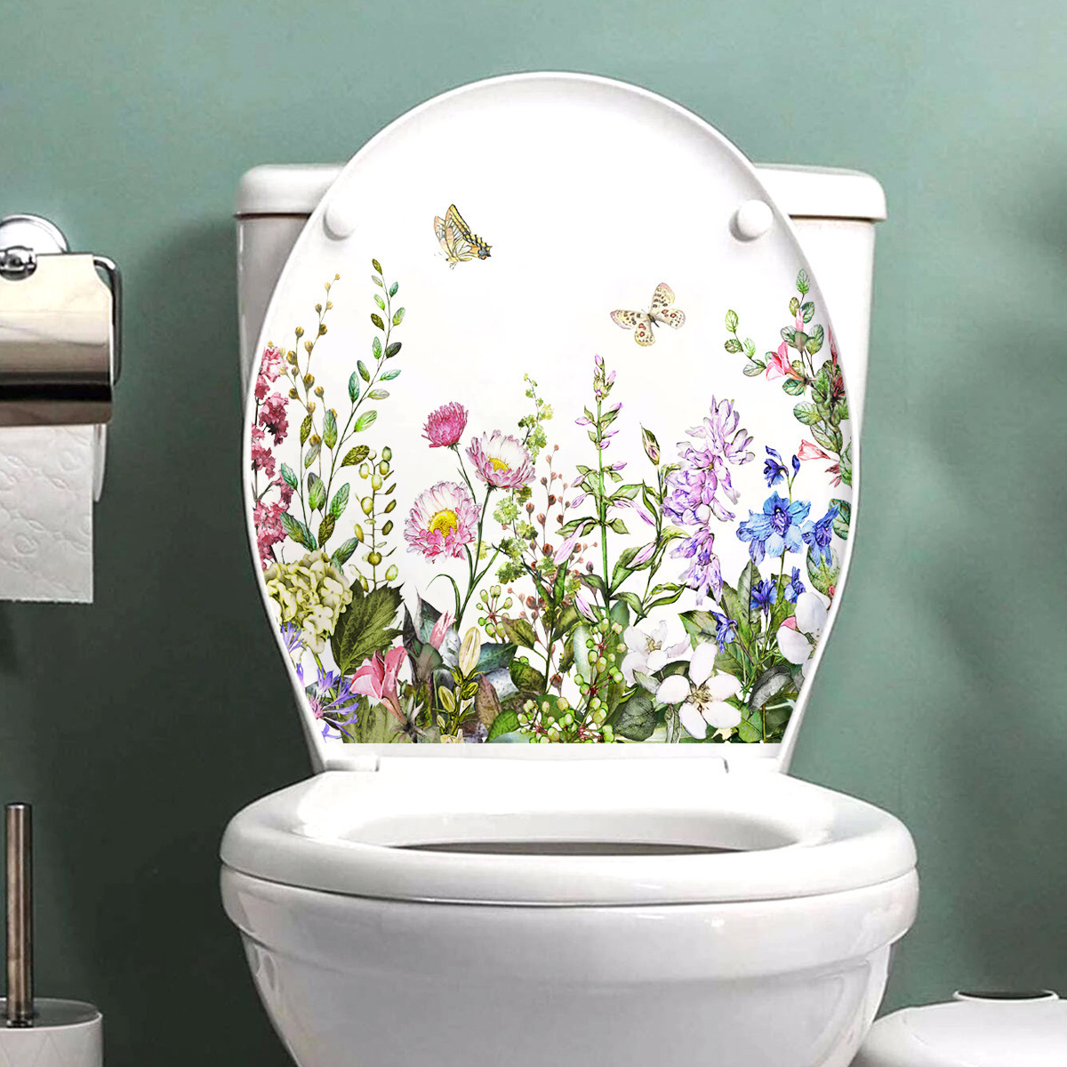 wholesale Plants flowers birds wall stickers for toilet bathroom home decoration  self-adhesive wall stickers