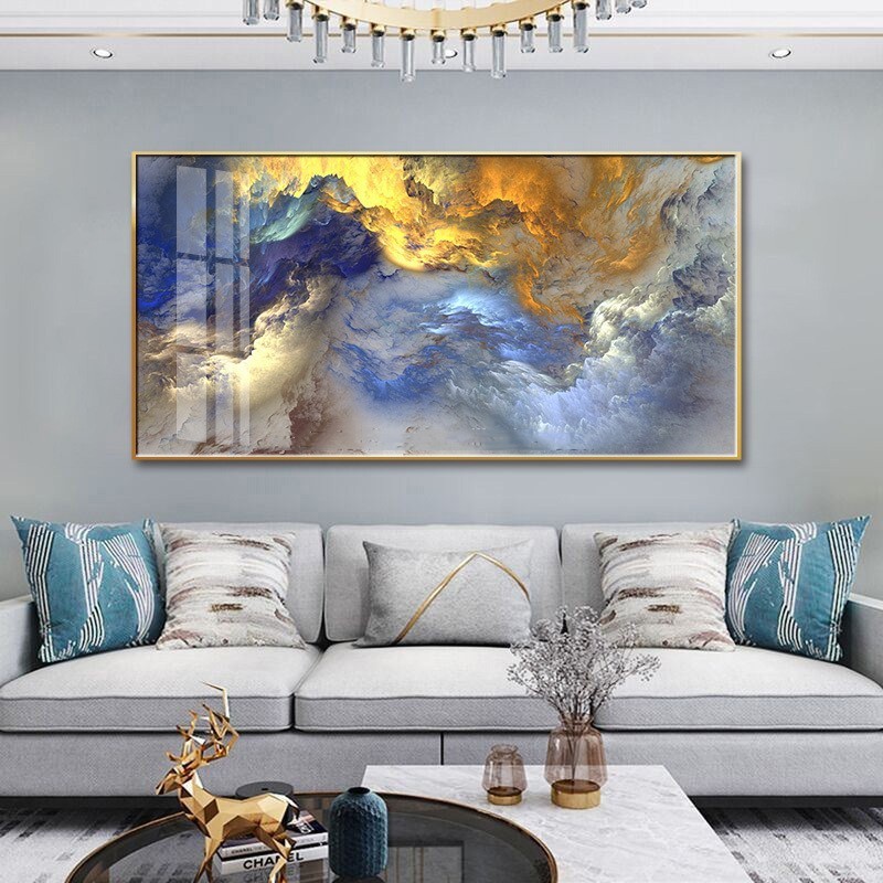 Custom Painting Wall Art  Modern Luxury Abstract Cloud Wall Modern  Design Crystal porcelain painting wall art home decor