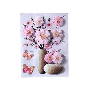 Wholesale  home decor sticker  Vase Flower Decorative Sticker 3D Wall sticker for home decoration