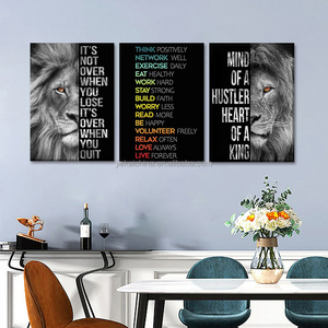 Inspirational Quotes Pictures Frame Picture Poster Lion Animal Print Wood Motivational Canvas Wall Art For Home Decor