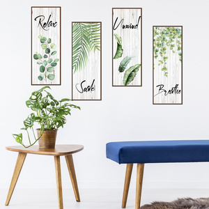 Wholesale green plant leaves English wall stickers for home decoration  self-adhesive wall stickers