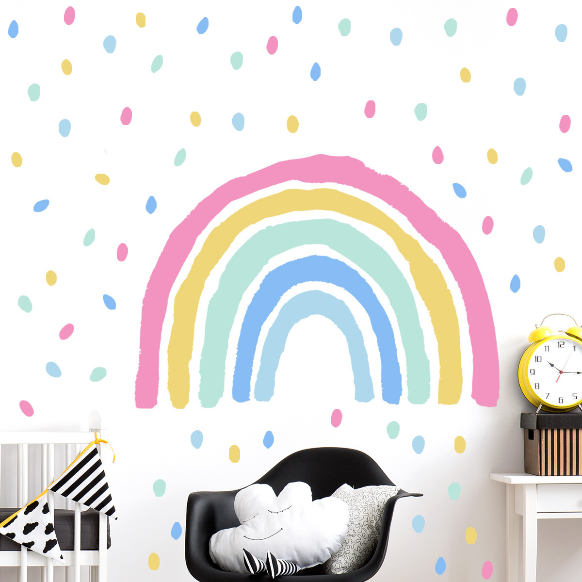 Hot sale DIY Decorative Rainbow dots wall sticker children room decoration sticker removable wall decal