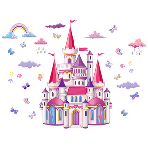 wholesale Cartoon Castle Creative Fantasy Fairy Tale Wall Decal Kindergarten baby Room Background Wall Decoration