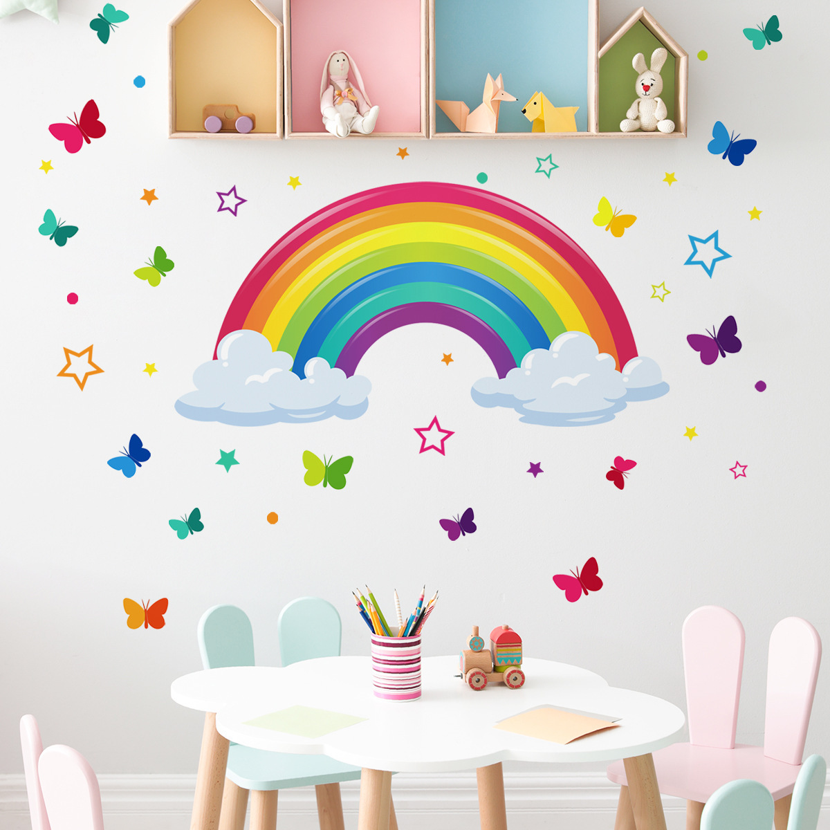 living room bedroom children's room kindergarten rainbow decorative wall stickers