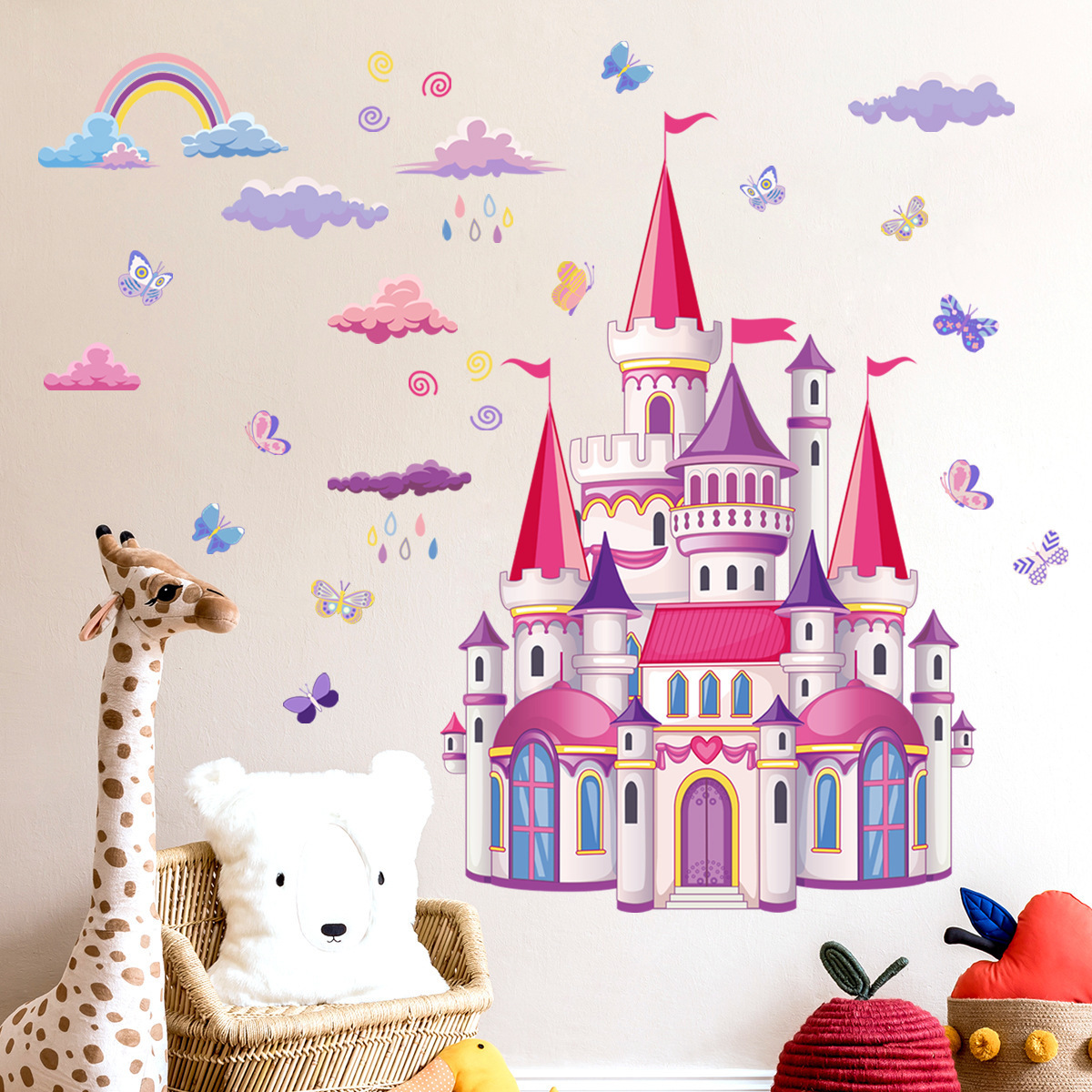 wholesale Cartoon Castle Creative Fantasy Fairy Tale Wall Decal Kindergarten baby Room Background Wall Decoration