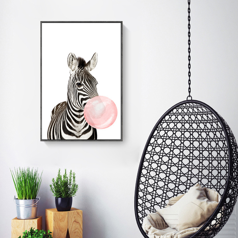 Koala giraffe blowing bubbles kids room  Home Decor Paintings Canvas Wall Art