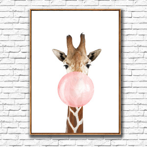 Koala giraffe blowing bubbles kids room  Home Decor Paintings Canvas Wall Art