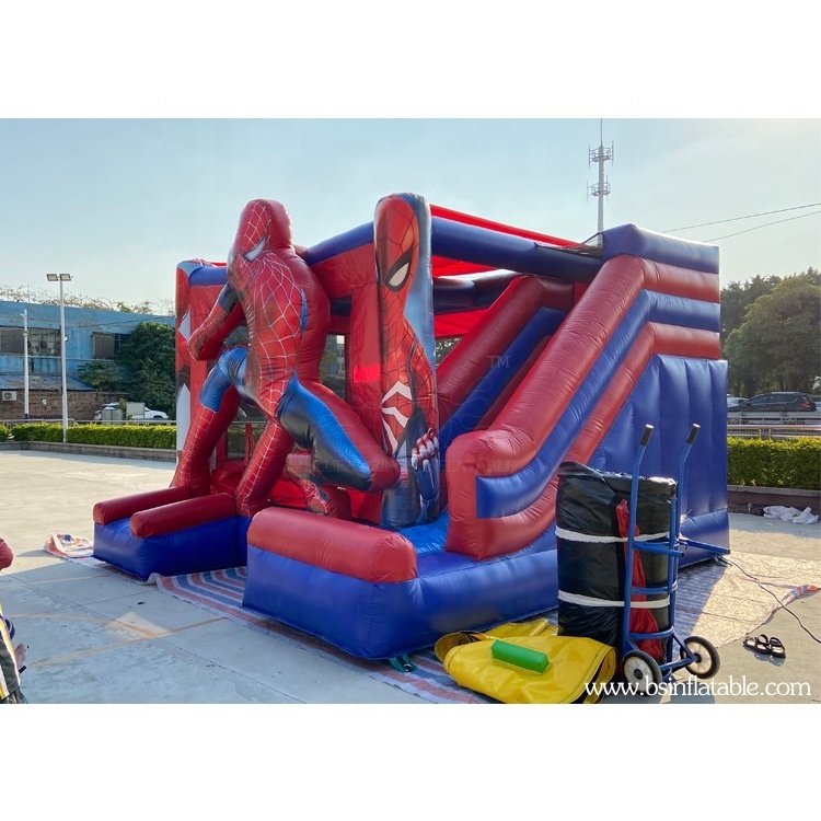 Inflatable Funhouse, Spiderman Inflatable Bounce House with slide