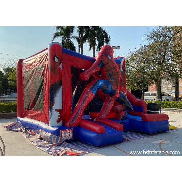 Inflatable Funhouse, Spiderman Inflatable Bounce House with slide