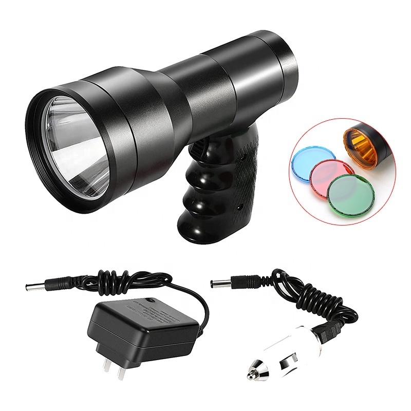 80000lux Led Rechargeable Spotlight Flashlight Hunting Accessories Searchlight Hog Coon Coyote Hunting Light 4 Color With Laser