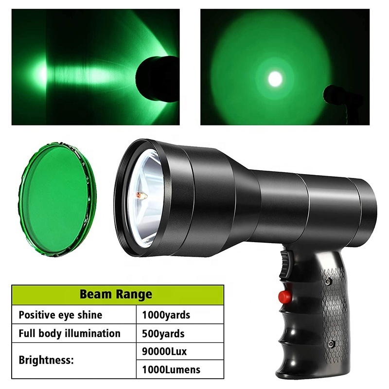 80000lux Led Rechargeable Spotlight Flashlight Hunting Accessories Searchlight Hog Coon Coyote Hunting Light 4 Color With Laser