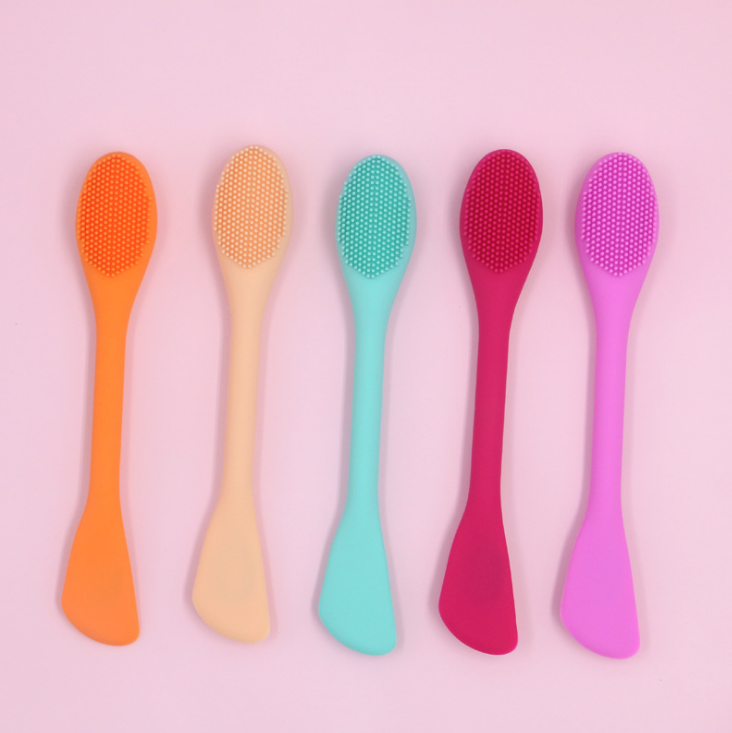 Customization Color Double Head Silicone Facial Mud Mask Applicator Brush Clean brushes Tools Face Mask Cleaning Brush