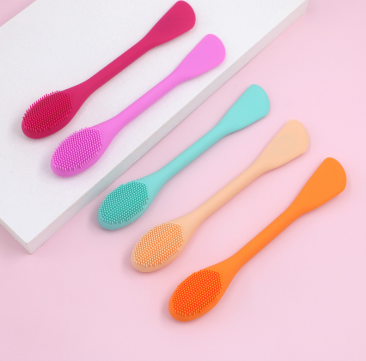 Customization Color Double Head Silicone Facial Mud Mask Applicator Brush Clean brushes Tools Face Mask Cleaning Brush