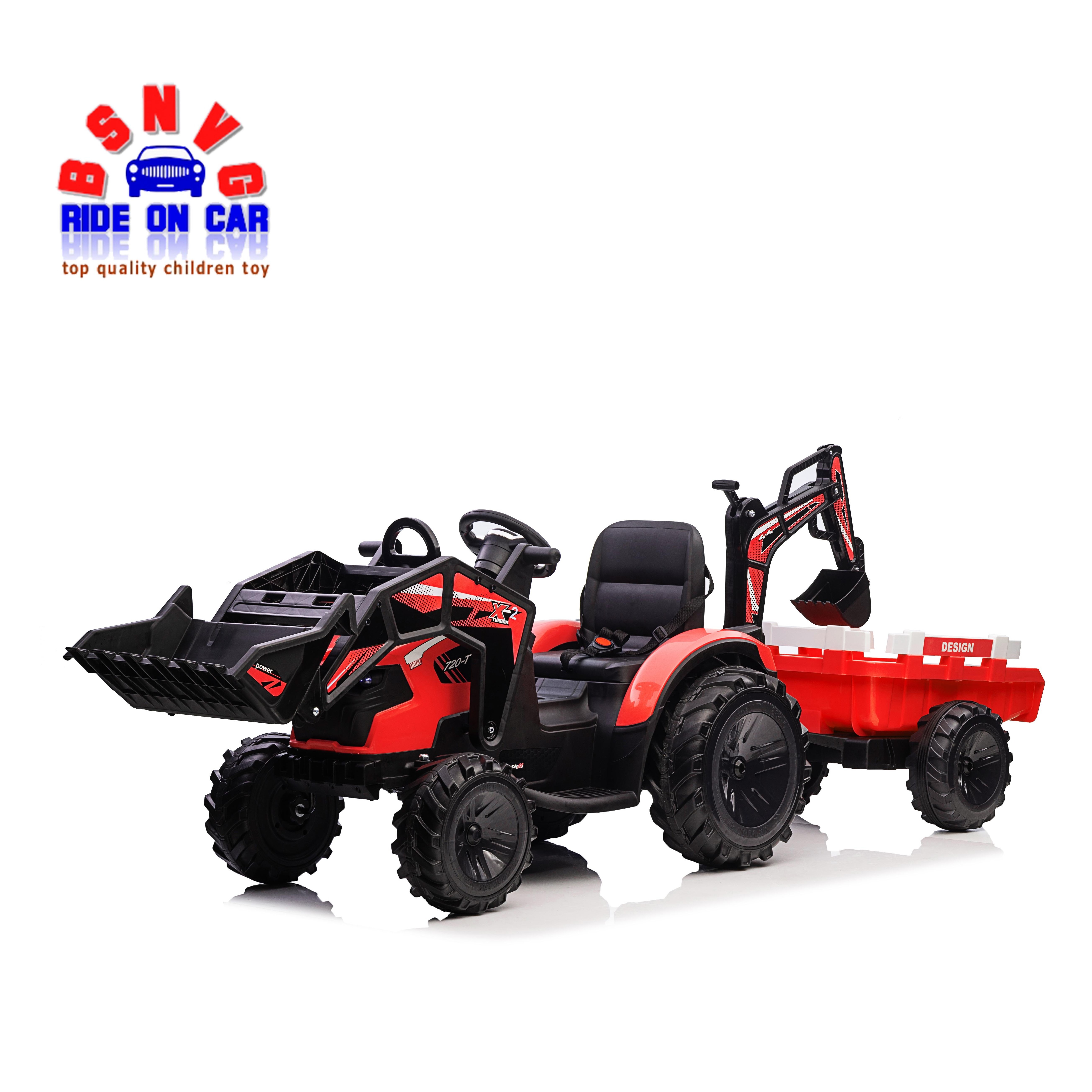 Kids Electric Ride On Tractor engineering car with 3 in 1 accessories