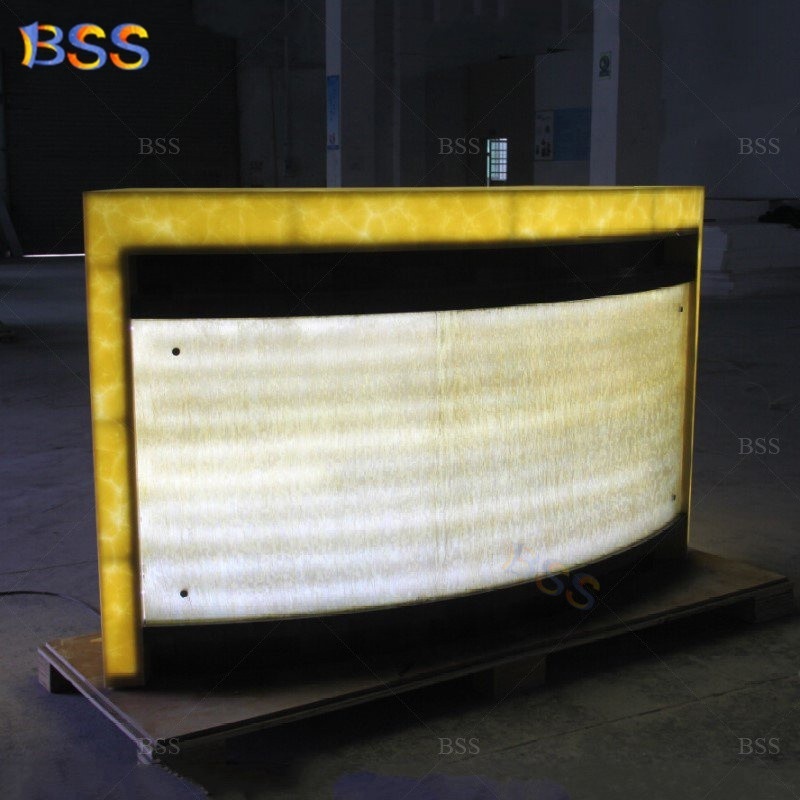 Semi Circle Nightclub Bar Counter Supplier Best High End Remote Control Led Yellow Onyx Stone Half Round Nightclub Bar Counter