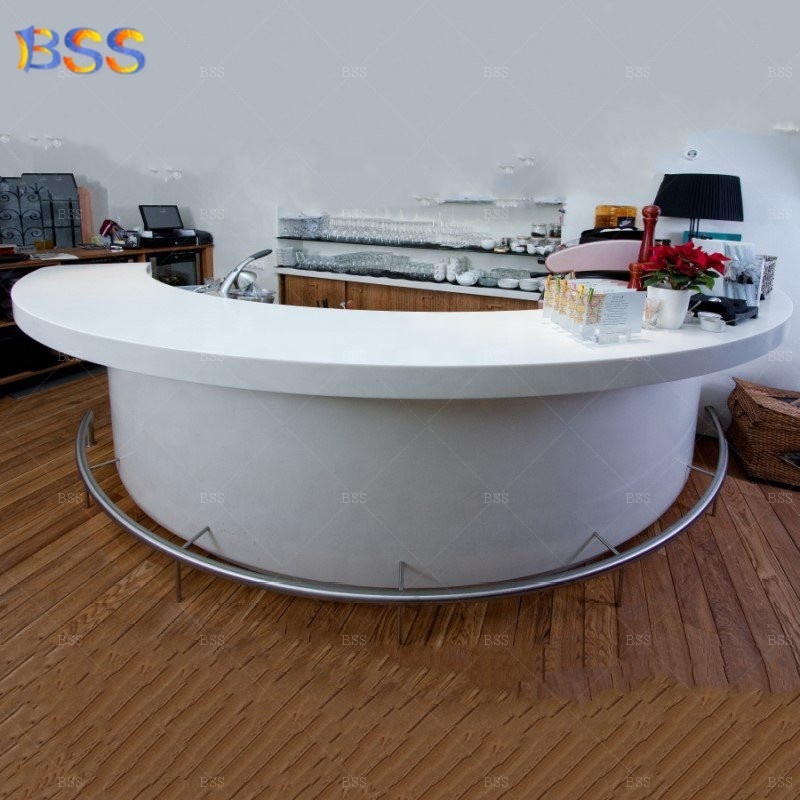 Half Round Bar Counter For Home Luxury White Marble Stone Semi Circle Bar Counter