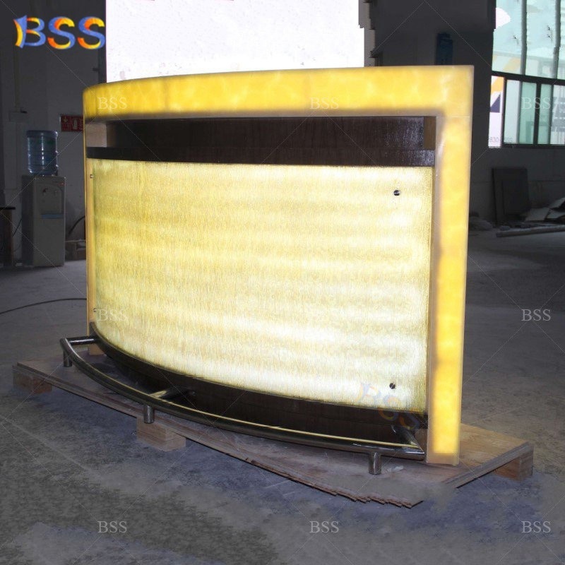 Semi Circle Nightclub Bar Counter Supplier Best High End Remote Control Led Yellow Onyx Stone Half Round Nightclub Bar Counter